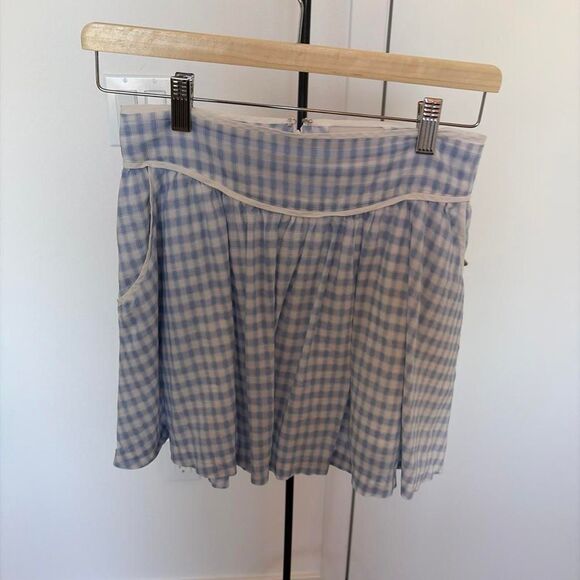 Reformation Dresses & Skirts - Reformation Piper Mini Skirt Gingham Blue Crystal Check Size 4
